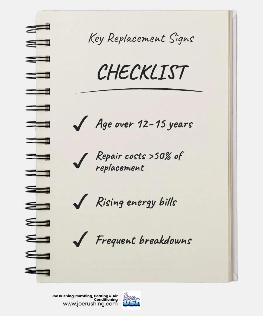 Repair vs. replace decision matrix infographic for home HVAC and plumbing systems - signs your systems need replacing not